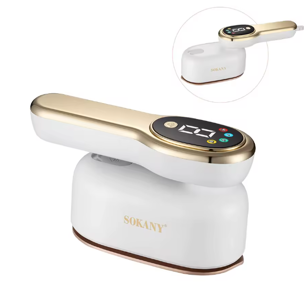 Преносима парна ютия SOKANY 1400W, Керамична плоча, С дисплей, Сгъваема