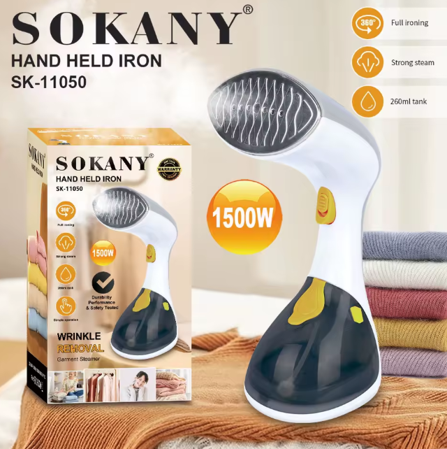 Ръчна парна ютия SOKANY SK-1050, 1500W, 260ml резервоар, Силна пара, Четка