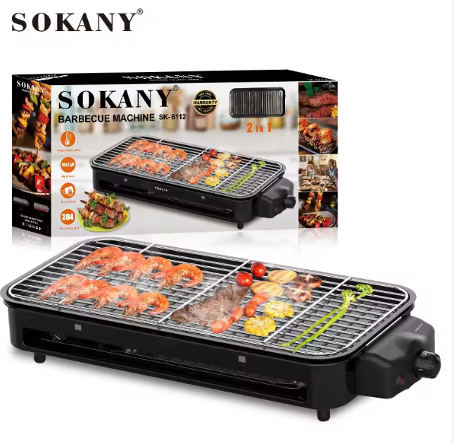 Барбекю Електрическо SOKANY 1500W,  2в1 Грил и Плоча