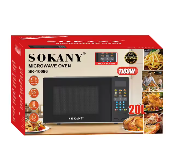 Микровълнова Фурна SOKANY 20L  1100W  Тъч контрол, Въртяща чиния