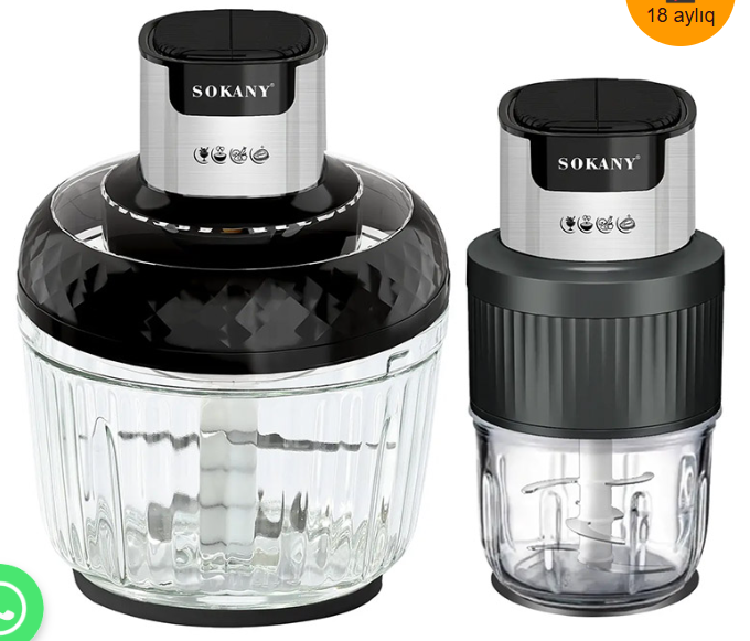 Кухненски Чопър SOKANY 3L + 0.5L Мултифункционален, Стъклена купа