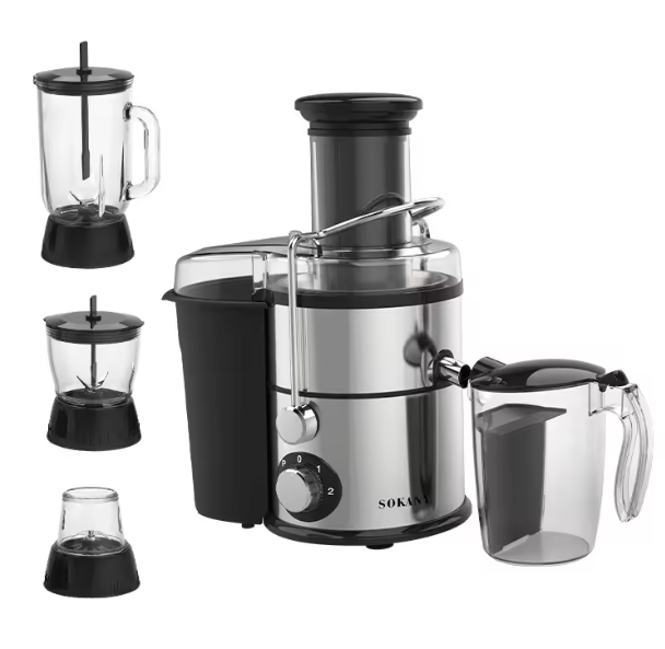 Сокоизстисквачка 4в1 SOKANY 1200W, Блендер и Мелачка, 2 скорости