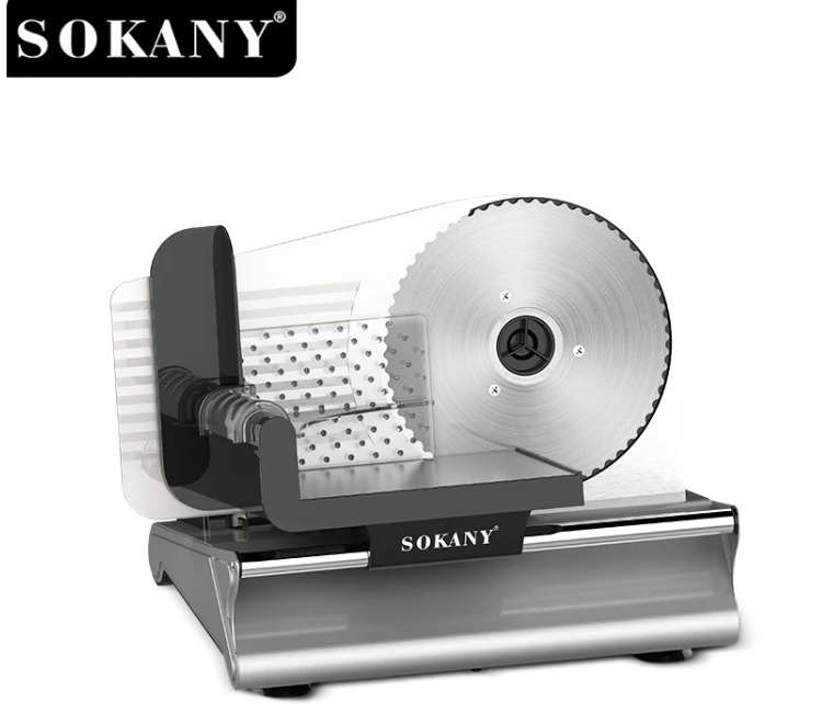 Машина за Рязане на Колбаси и Сирена SOKANY, 190 мм нож, Регулируема Дебелина