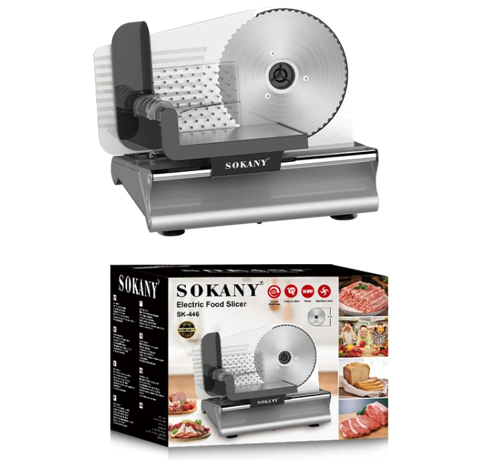 Машина за Рязане на Колбаси и Сирена SOKANY, 190 мм нож, Регулируема Дебелина