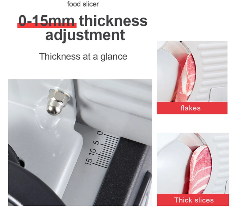 Машина за Рязане на Колбаси и Сирена SOKANY, 190 мм нож, Регулируема Дебелина