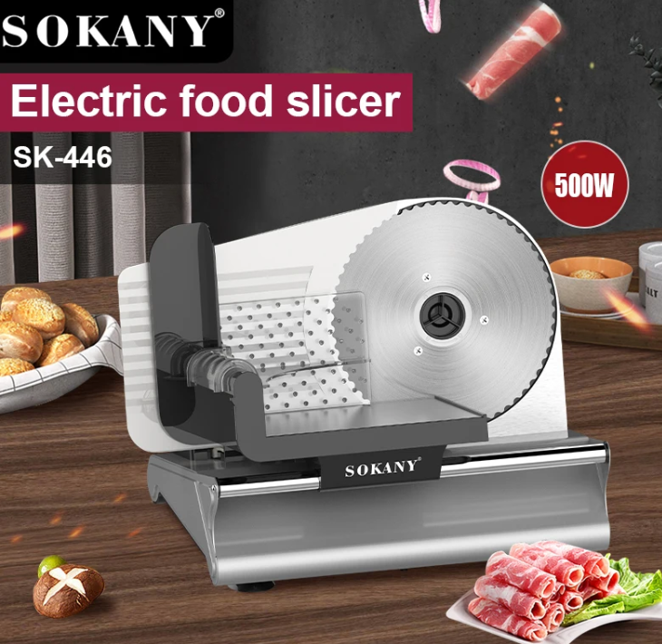 Машина за Рязане на Колбаси и Сирена SOKANY, 190 мм нож, Регулируема Дебелина